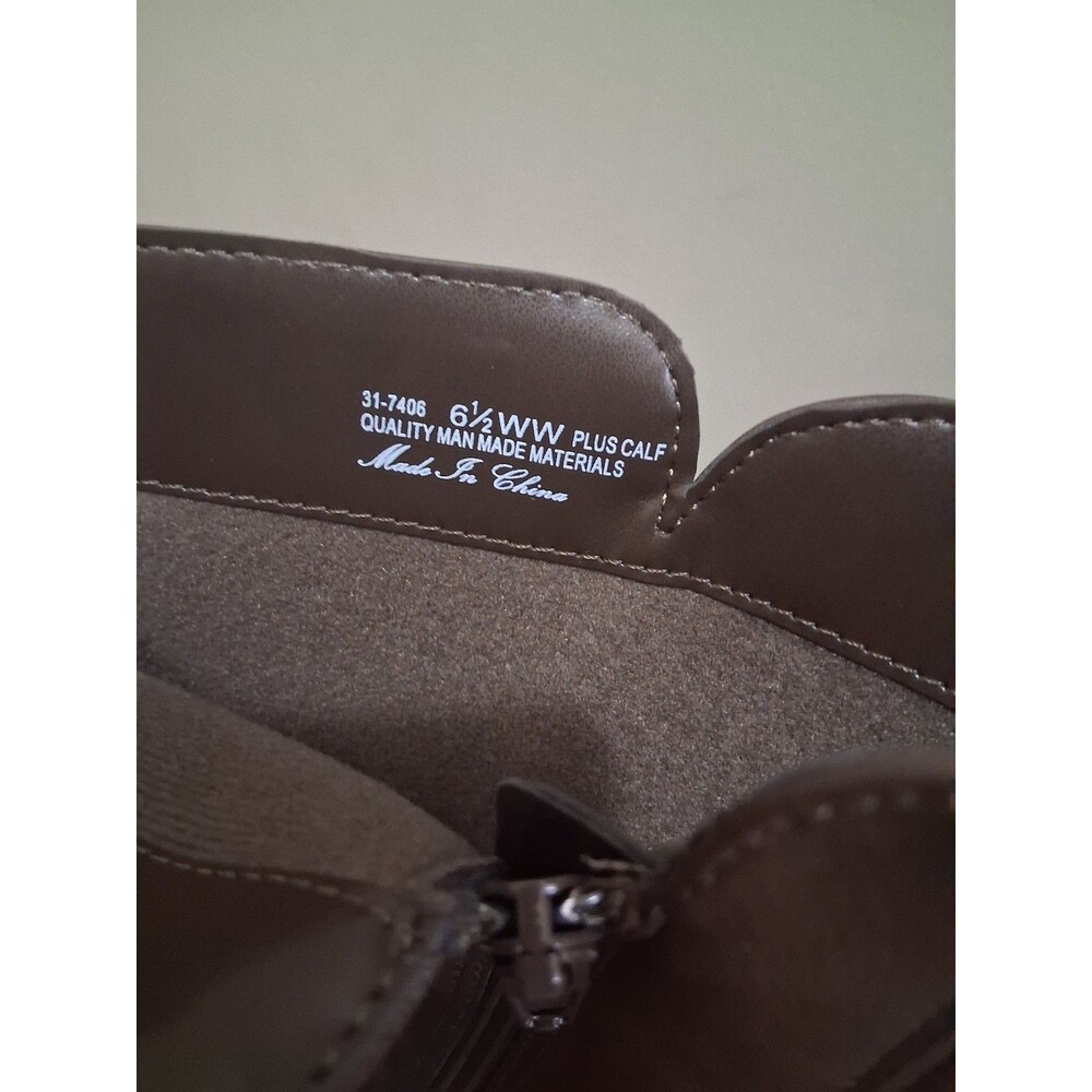 NEW! Women's Easy Street Tenille Wide Shafted Zip Boots, Brown Size 6.5WW - Picture 12 of 12